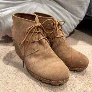Toms Brown Suede Women's Wedge Shoes